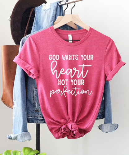 RTS - GOD WANTS YOUR HEART - ADULT SCREEN PRINT FAITH BASED TRANSFER