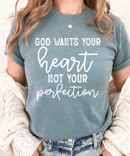 RTS - GOD WANTS YOUR HEART - ADULT SCREEN PRINT FAITH BASED TRANSFER