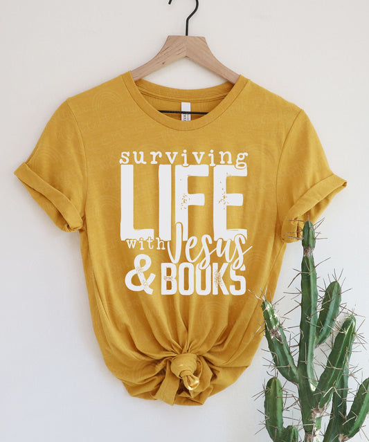 RTS - SURVIVING LIFE WITH JESUS AND BOOKS - ADULT SCREEN PRINT TRANSFER