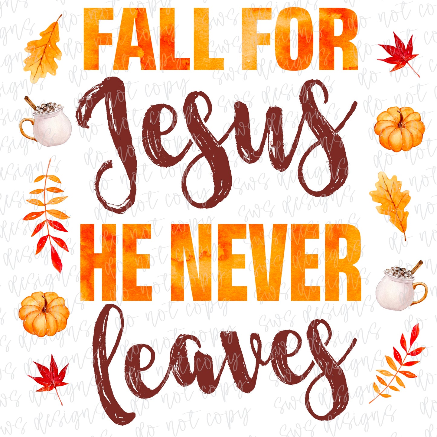 Fall for Jesus PNG Digital Download