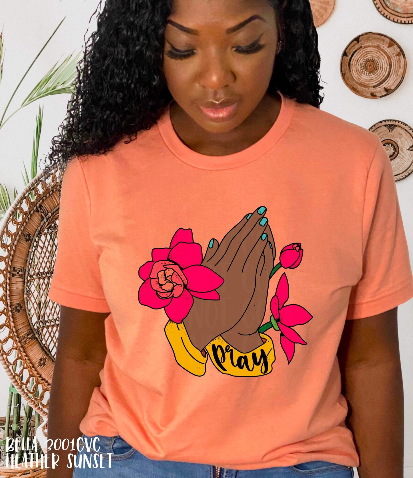 RTS -   PRAYING HANDS DARKER SKIN - ADULT SCREEN PRINT FAITH BASED TRANSFER