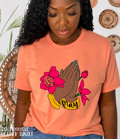 RTS -   PRAYING HANDS DARKER SKIN - ADULT SCREEN PRINT FAITH BASED TRANSFER