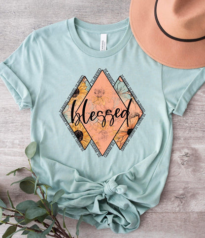 RTS - BLESSED TRIANGLE FULL COLOR - ADULT SCREEN PRINT FAITH BASED TRANSFER