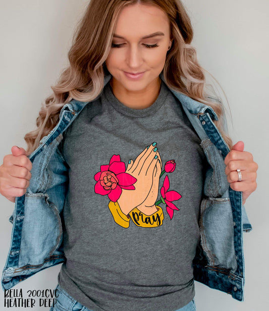 RTS -  PRAYING HANDS LIGHT SKIN - ADULT SCREEN PRINT FAITH BASED TRANSFER