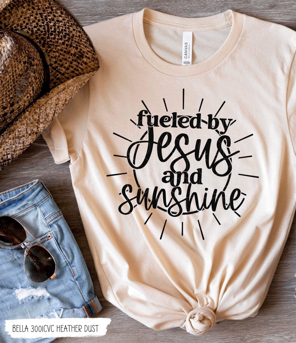 RTS - FUELED BY JESUS AND SUNSHINE - ADULT SCREEN PRINT FAITH BASED TRANSFER